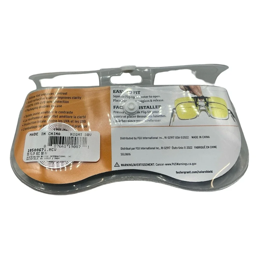 Foster Grant Solar Shield Night Drivers Flip Up Night Driving Lenses 58 Rec